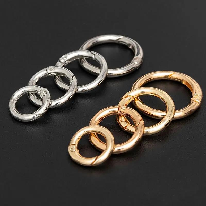 Zinc Alloy Keychain Snap Hooks Spring Clip O Ring Circle Round Carabiner Round Spring Snap Hooks Gate O Ring Carabiner key Rings