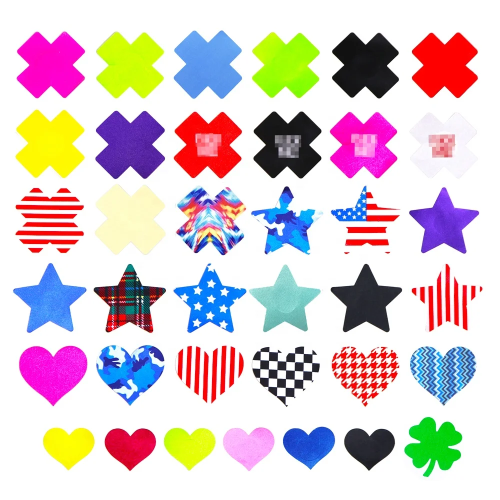 Laser Mermaid Pattern Disposable Adhesive Sexy Heart Star Mixed Shaped Nipple Breast Cover Sticker
