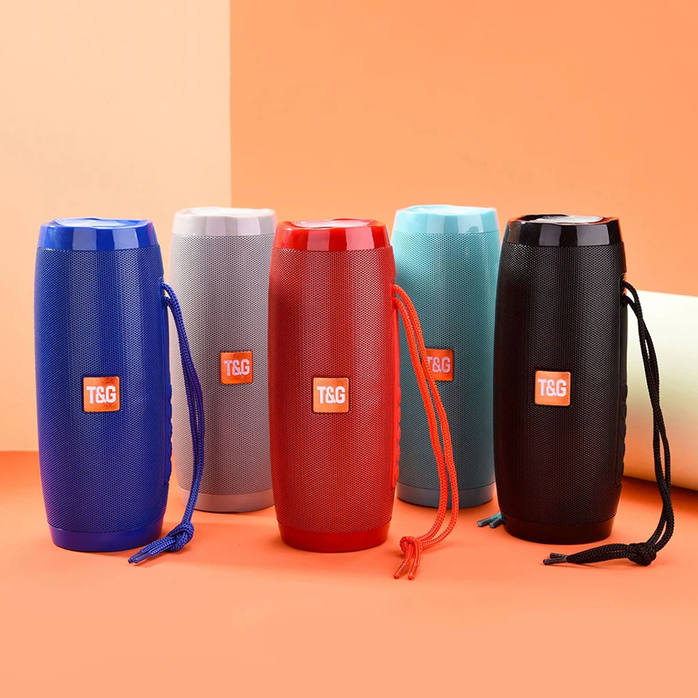 TG157 LED Flashing Light Speaker Portable With Rope Outdoor Bass Loudspeaker 1200mAh Fabric Waterproof Subwoofer FM Radio