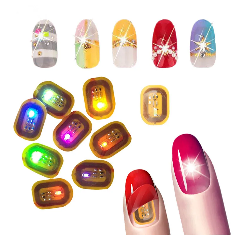 Smart LED Light Flashing NFC Card Mobile Phone Nail Sticker Fingernail Art Tip Sticker Fashional Chip
