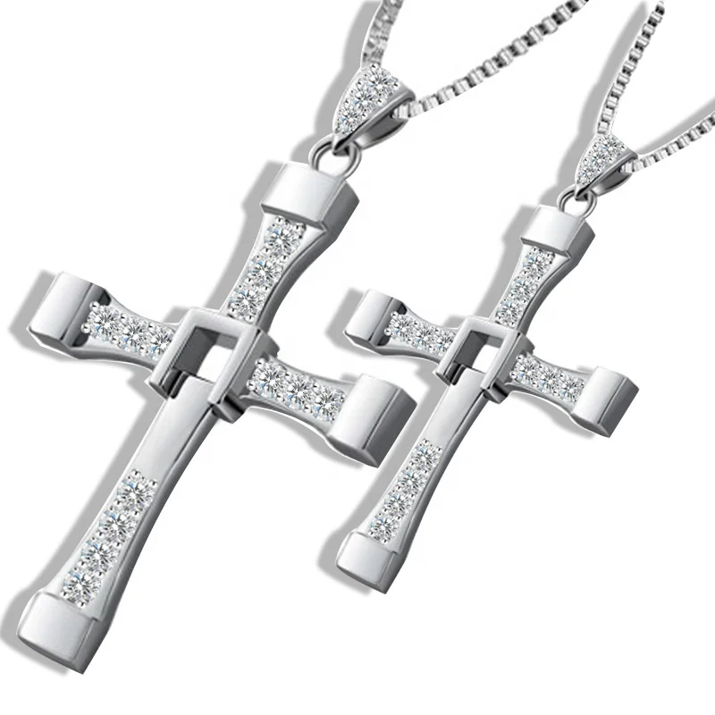Custom fashion jewelry 925 sterling silver fast and the furious cross pendant necklace