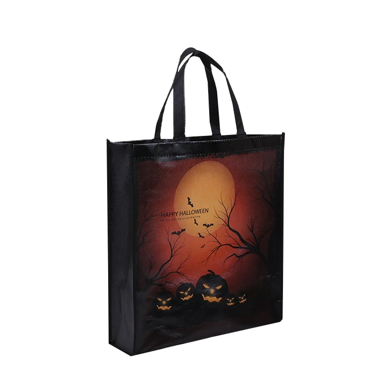 New Factory Wholesale Custom Halloween Cartoon Cute Laminated Non woven Bags For Costume Shopping