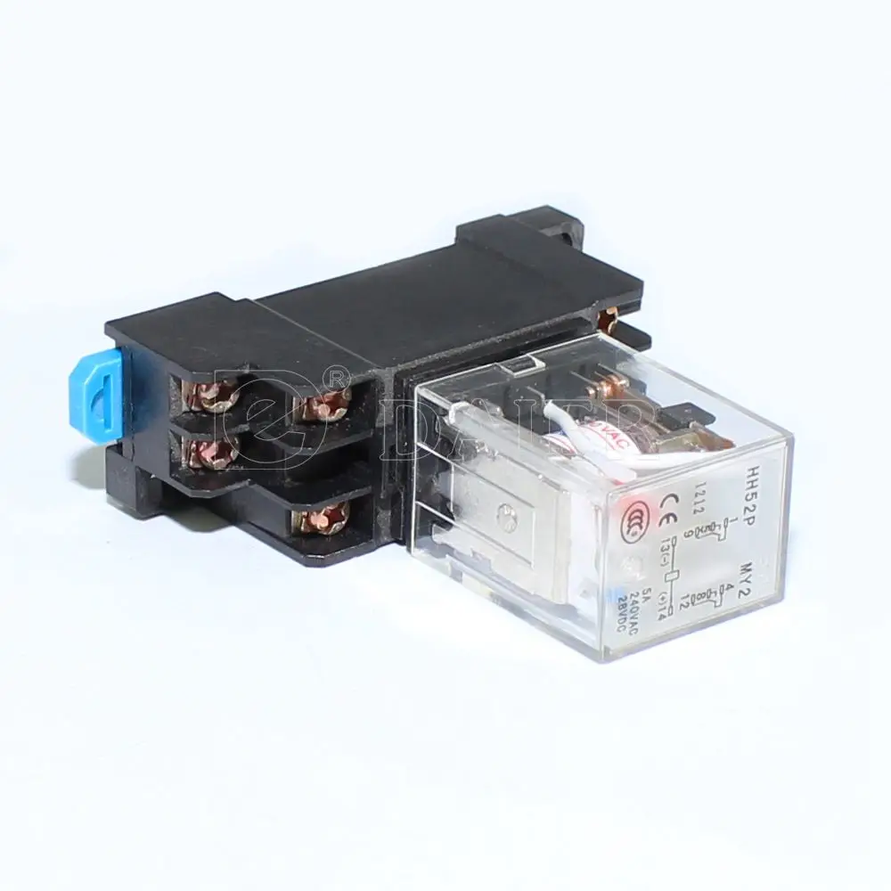 Electromagnetic 6V-250V HH52P(MY2) 12V 24V MY2N Intermediate Relay 8 Pin 2NO2NC Double Poles with Led Lamp