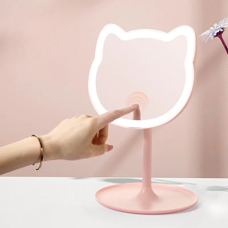 Hot Selling USB Rechargeable LED Desktop Mirror Student Dormitory Girls Electronic Makeup Mirror