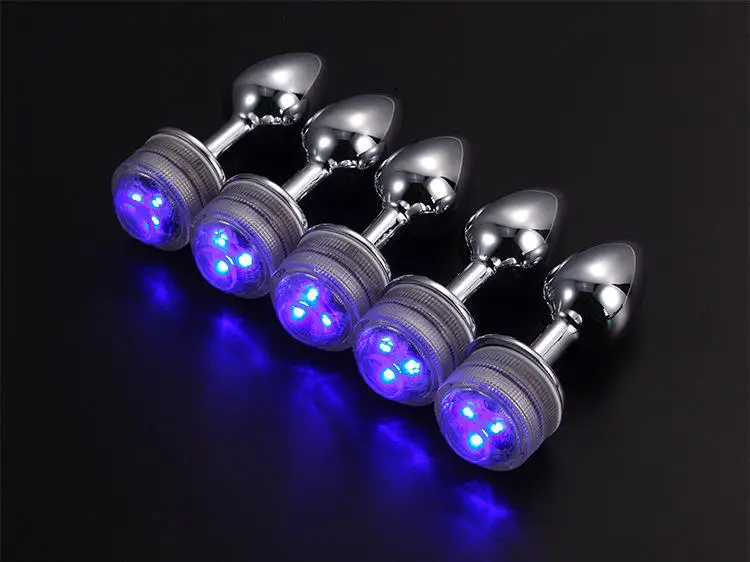 Metal Stainless steel Butt Plugs With LED Light  Anal Sex Toys Kit for Starter Beginner With Remote wireless control