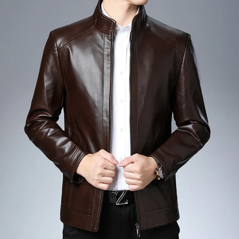 Genuine Suit Leather Jacket Men Slim Fit Short Coat Men Fashion Leather Jacket