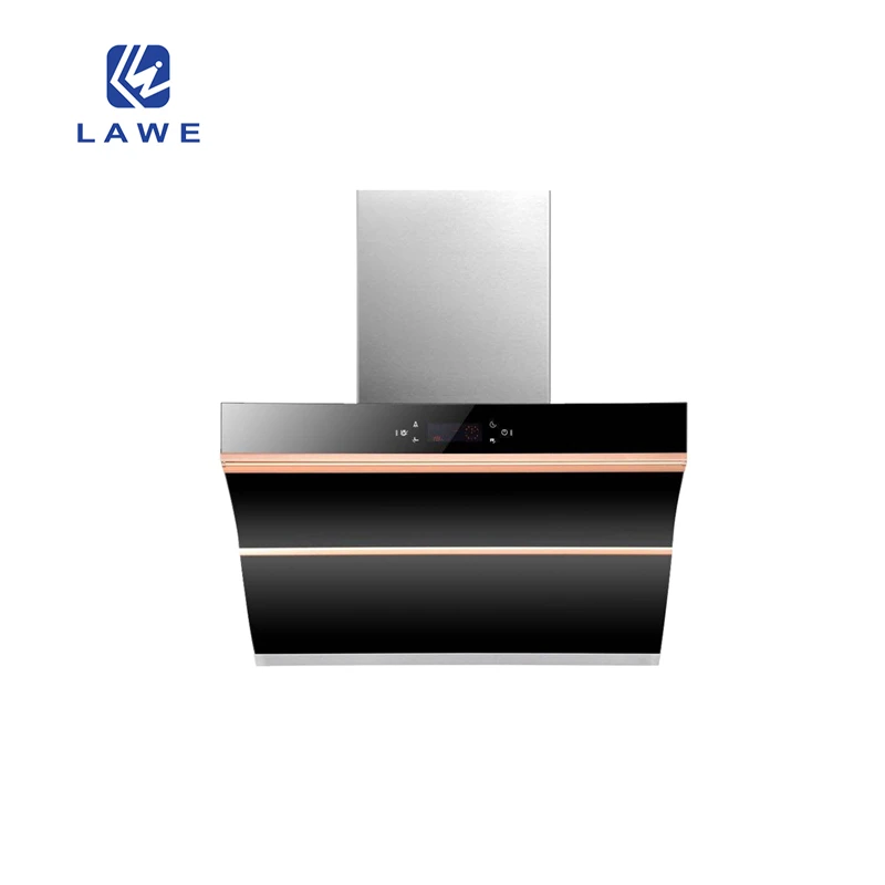 OEM hot selling kitchen hood Custom Wall mounted range hood 90cm side suction chimney Stainless steel body smart cooker hood