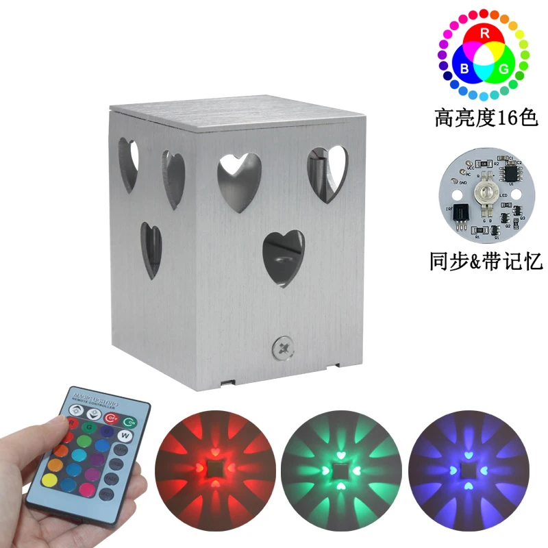 Hagood Indoor 3W Beautiful Heart Light RGB Led Wall Lamp Wall Mounted for Home Bedroom Hotel bar Decorative Lighting