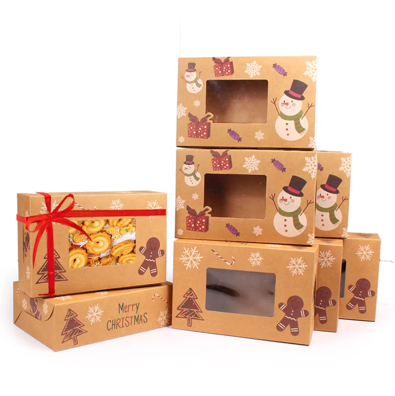 2021 New Design Christmas Candy Gift Box Packaging Cake Box Cookie Box Eve Packing Christmas Cardboard Service Customized Size