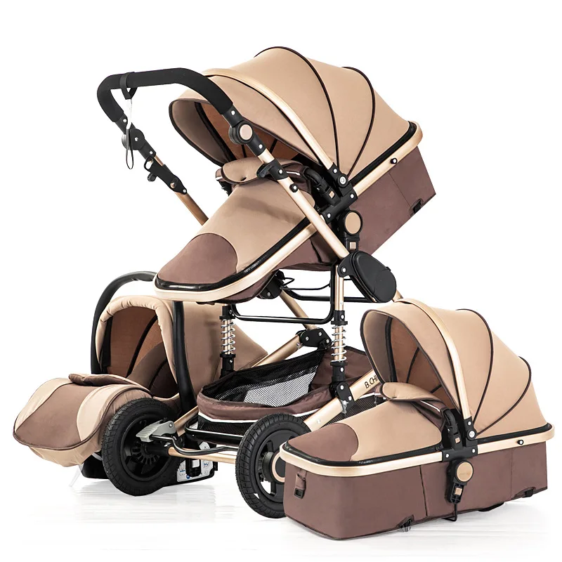 Luxury Stroller Baby 3 in 1 High Landscape Pushchair Multifunctional Car Seat and