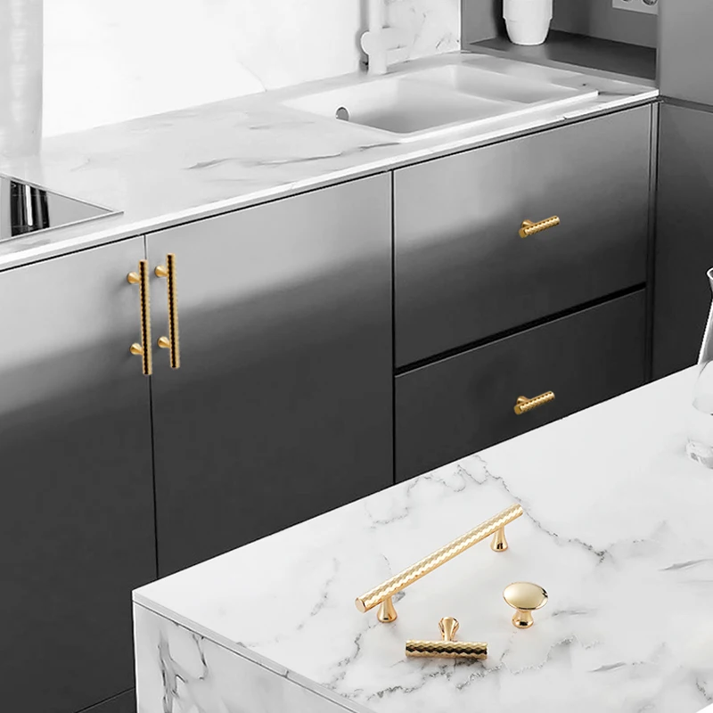 American Wardrobe Pull Hand Pure Copper Light Luxury Nordic Brass Drawer Bright Gold Single Hole All Copper Cabinet Door Handle