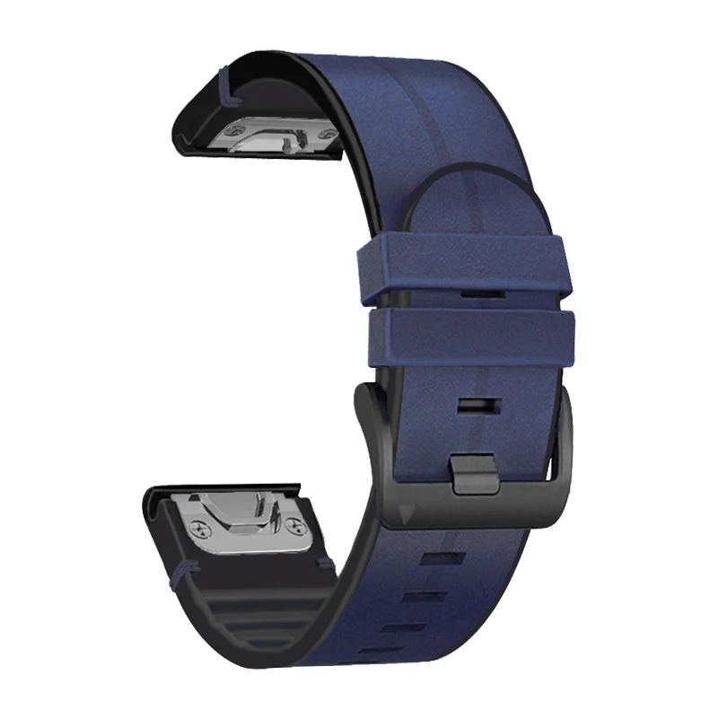 Eraysun Leather silicone watch strap 22mm 20mm 26mm Quick Release Wrist Bands Luxury for Garmin Watch