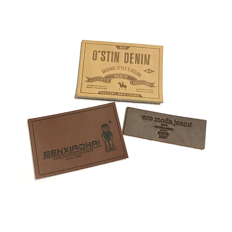 Wholesale good price custom logo soft leather jeans leather custom PU patches labels for clothing