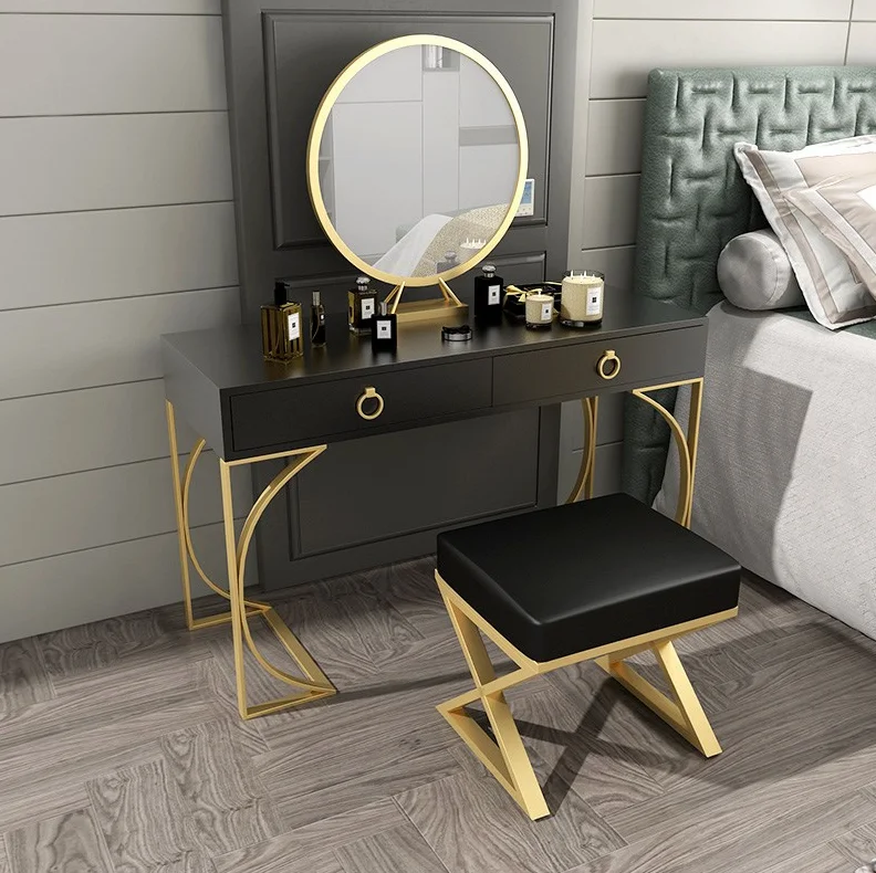 bedroom sets Modern white wooden Iron fram dressing table