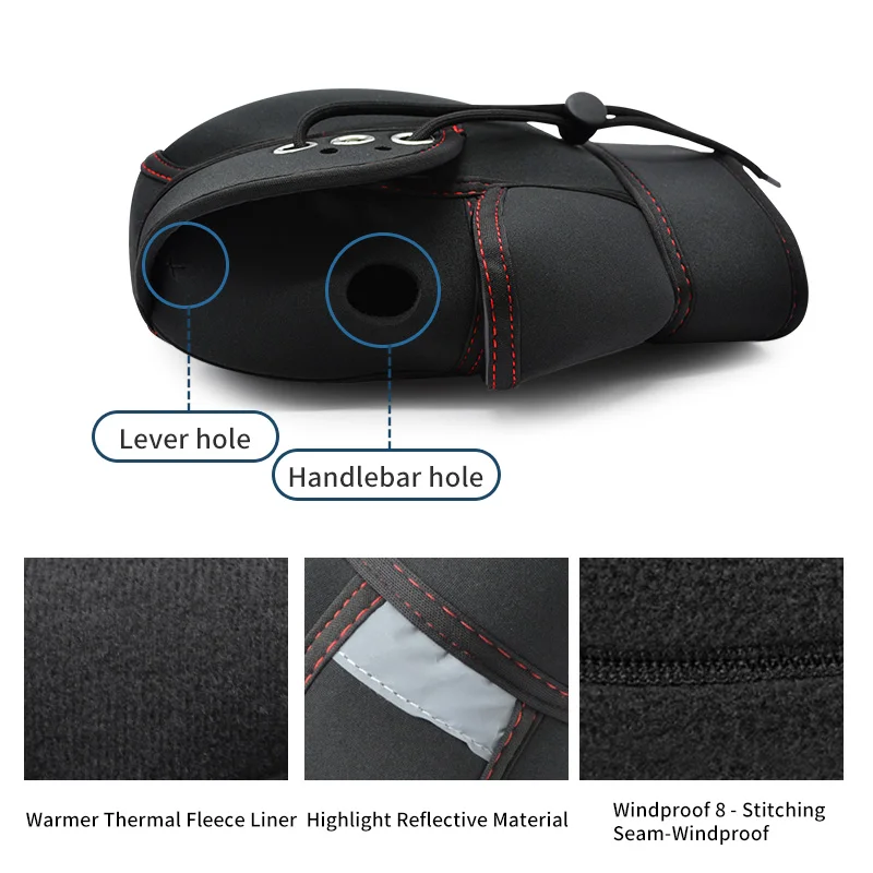 Neoprene Winter Cold Weather Windproof Plush Warm Motor Bike Motorcycling Hand Bar Cover Muff Motorcycle Handlebar Glove Mitten