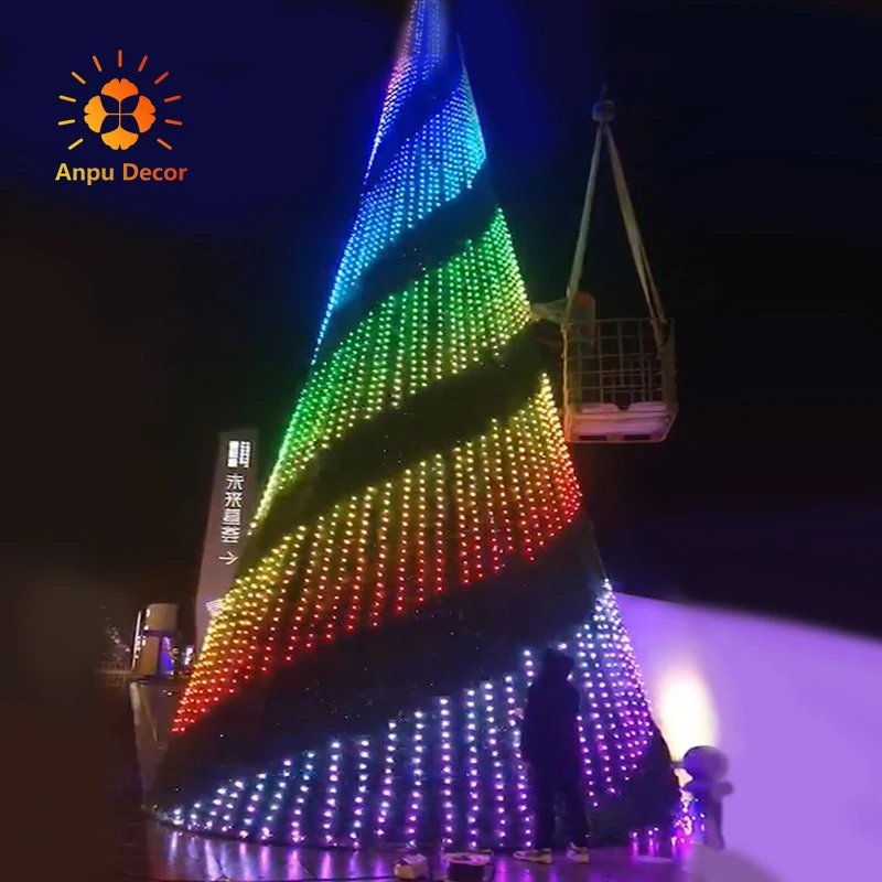 ANPU 6 М пикселей RGB светодиодный Гигантский Наружный свет в форме светильника Коммерческая Рождественская елка с снегом (Рождество)