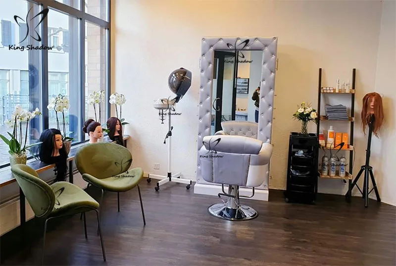 Китайские односторонние зеркальные станции для парикмахерской, парикмахерской, зеркальная станция со светодиодной подсветкой