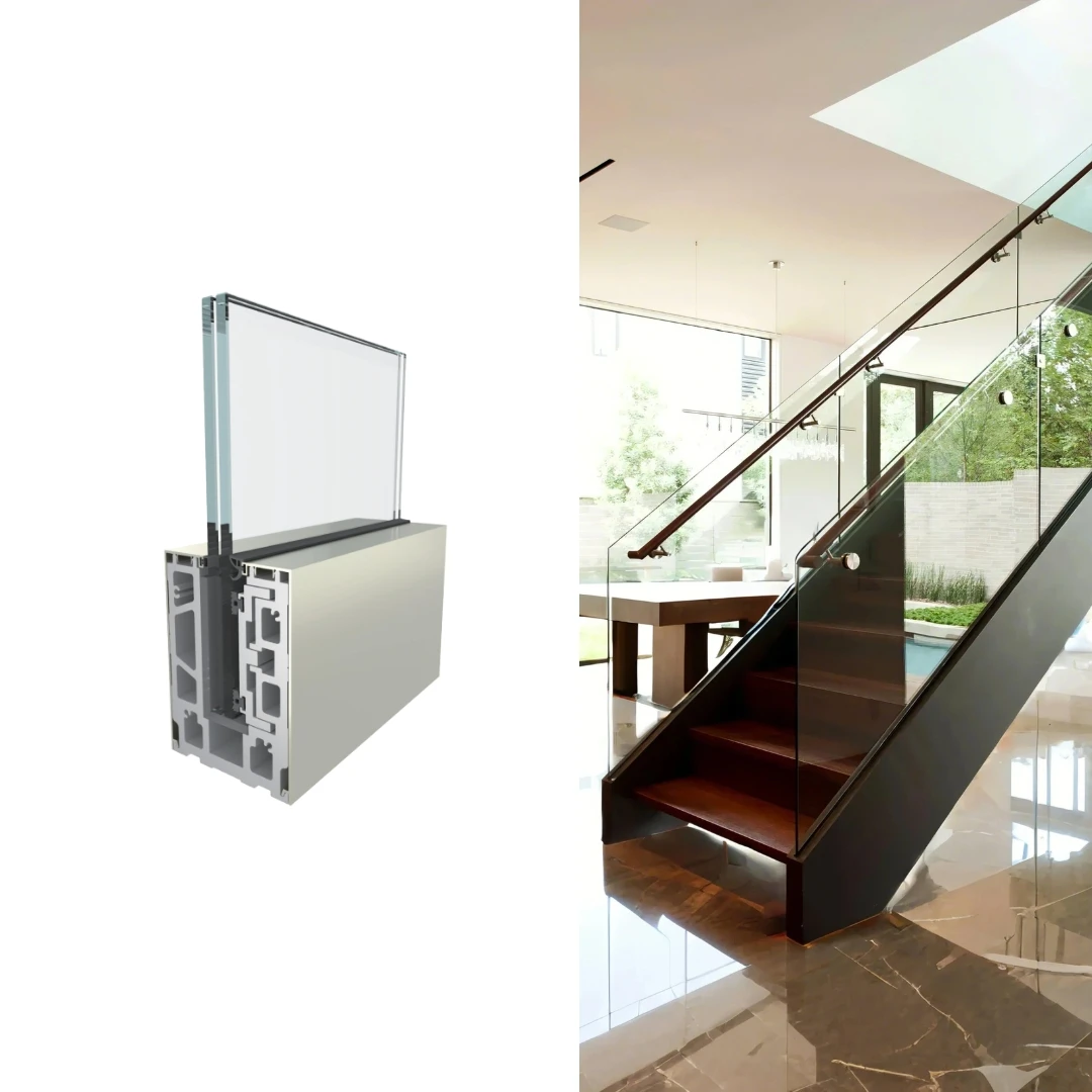 Garde-corps en verre intérieur sur escalier Privacy Glass Balustrades Residential Aluminum U Channel Tempered Glass Fence