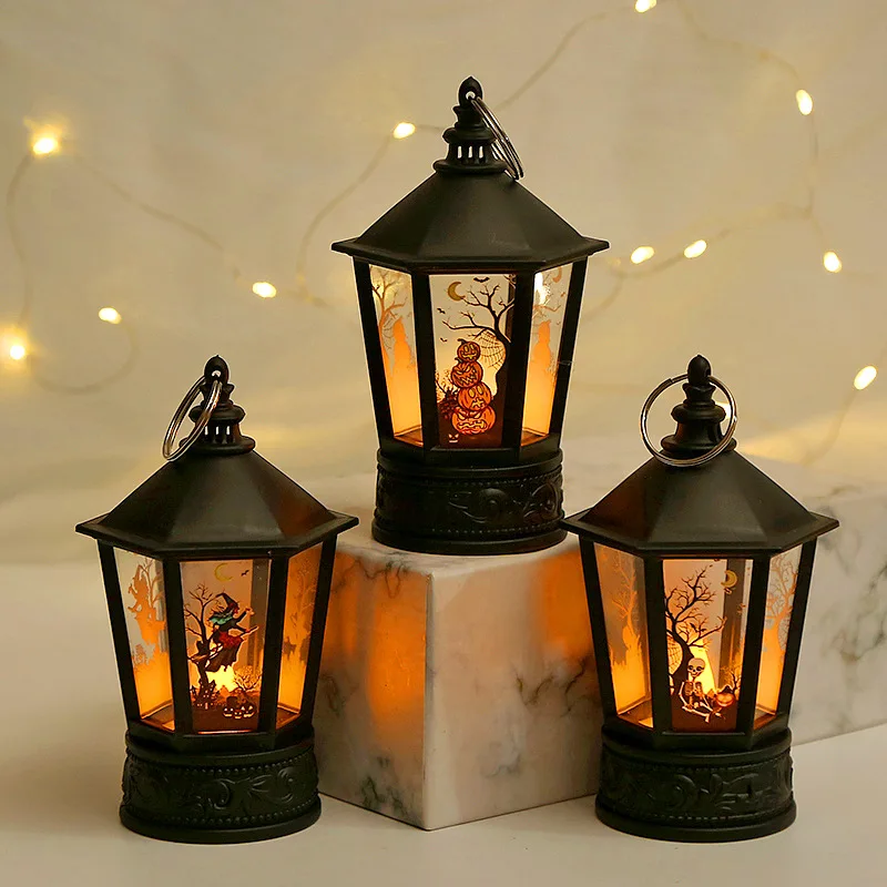Christmas Halloween New Year Golden Retro Kerosene LED Lantern Lamp Light Holiday Decoration Camping Lantern for Festival