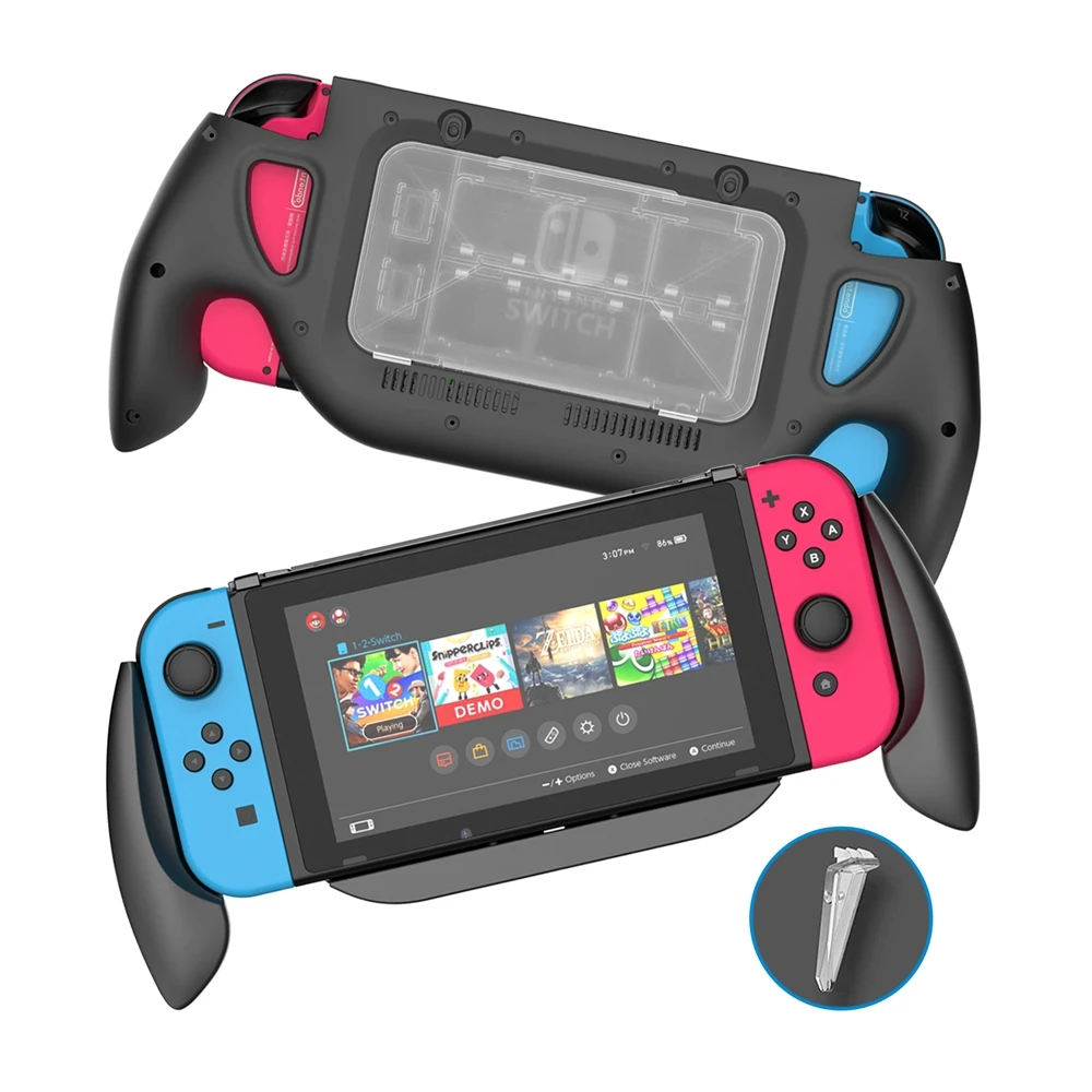 CoolRabbie Handle Feeling Oil Switch Charging Grip Charger With Game Card Case For Nintendo Switch Charging Grip