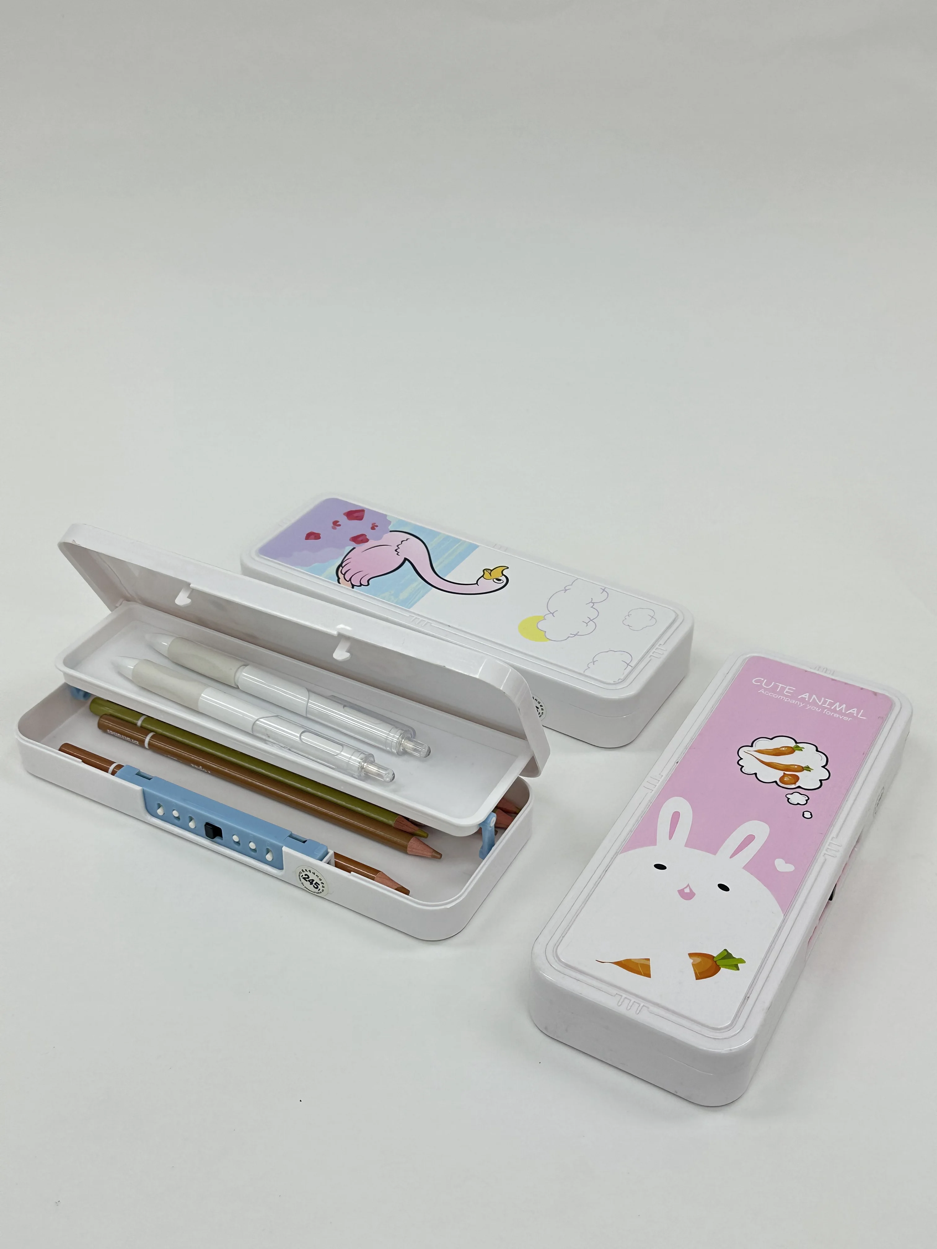 Plastic Cute Animal Multifunctional School Kids Pencil Case For Girls Kids