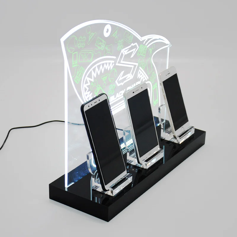 Electronic product cabinet mobile phone smart watch desktop acrylic display stand with light emitting diode promotional price