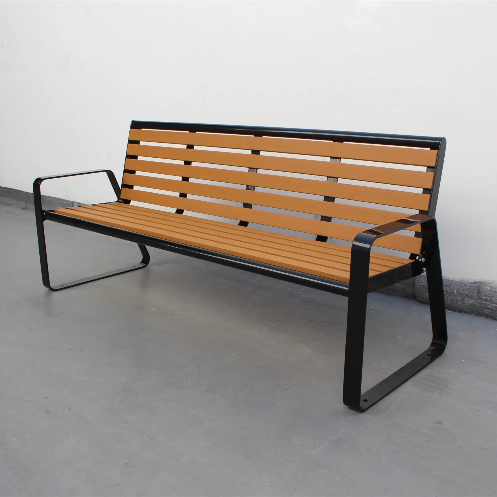 2022 NEW site furniture park furniture galvanized steel and HDPE lumber outside park bench chair outdoor plastic wood bench
