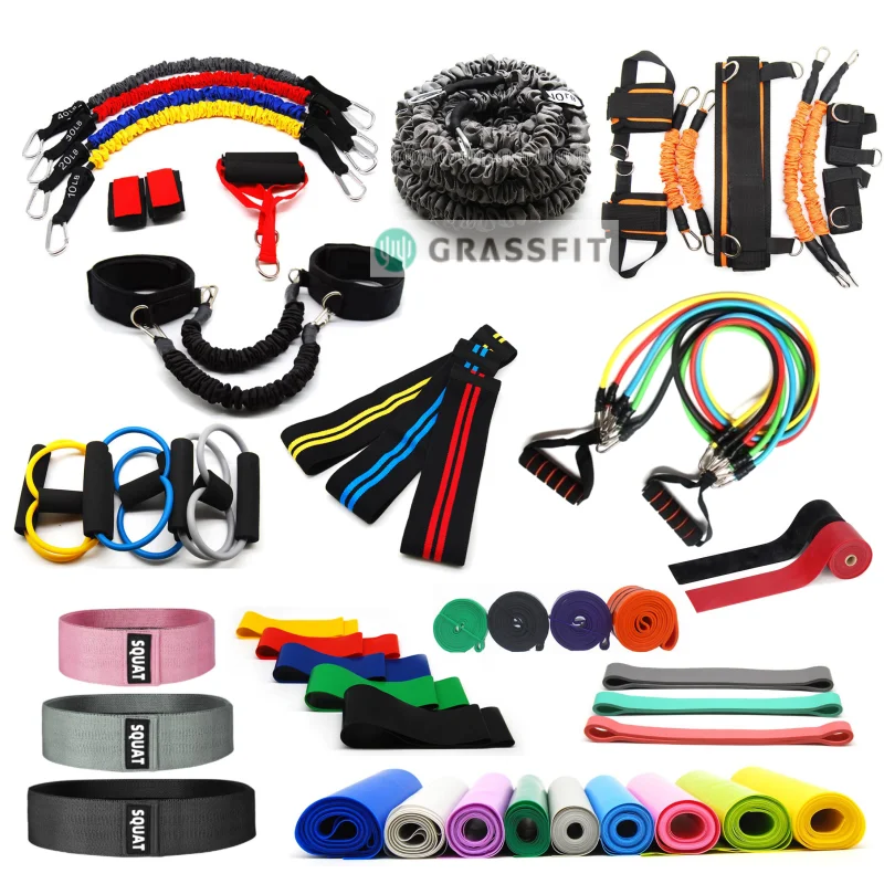 Custom latex or latex free Resistance Training trainer band set kit for squat jumping suspension exercise speed strength