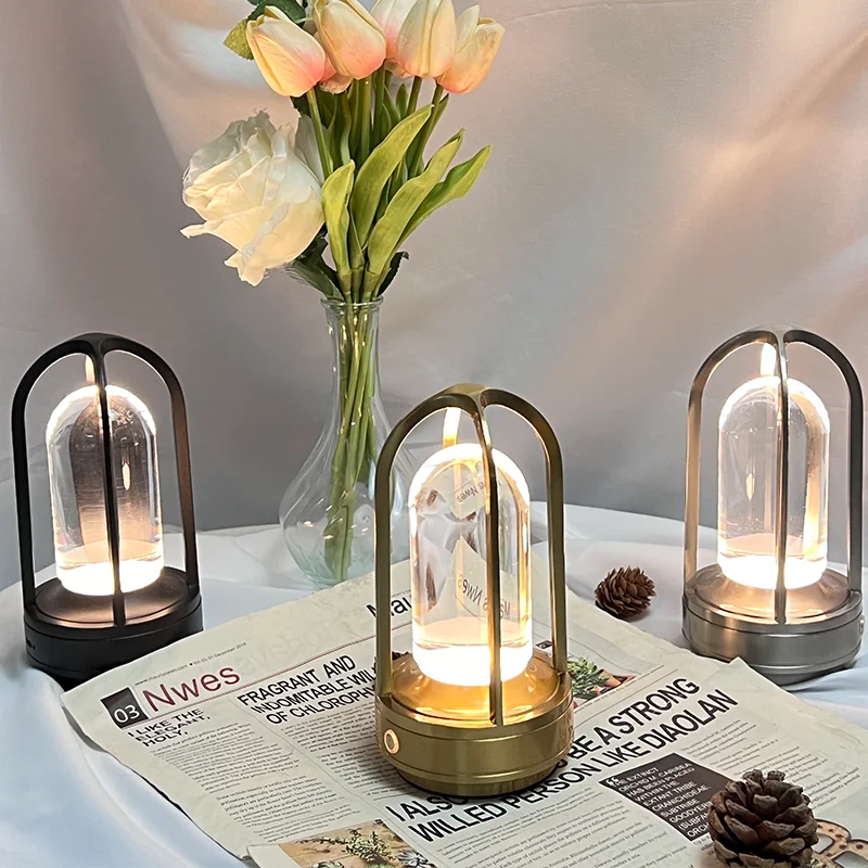 Cordless Rechargeable Crystal Table Lamp for Restaurant Outdoor Indoor Use Ambience led light