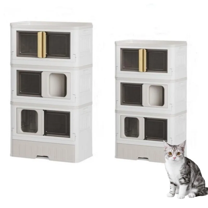multifunctional foldable and easy assemble stackable space-saving 3 in 1 DIY cat house villa condo