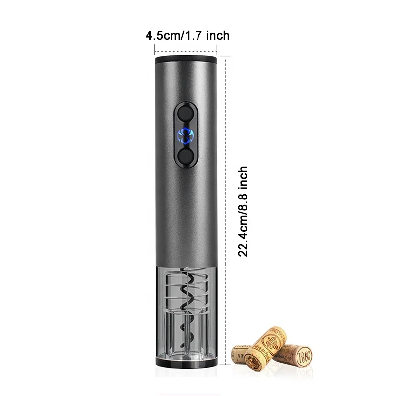 Aluminum Alloy USB Rechargeable Automatic Electric Wine Opener Corkscrew with Foil Cutter