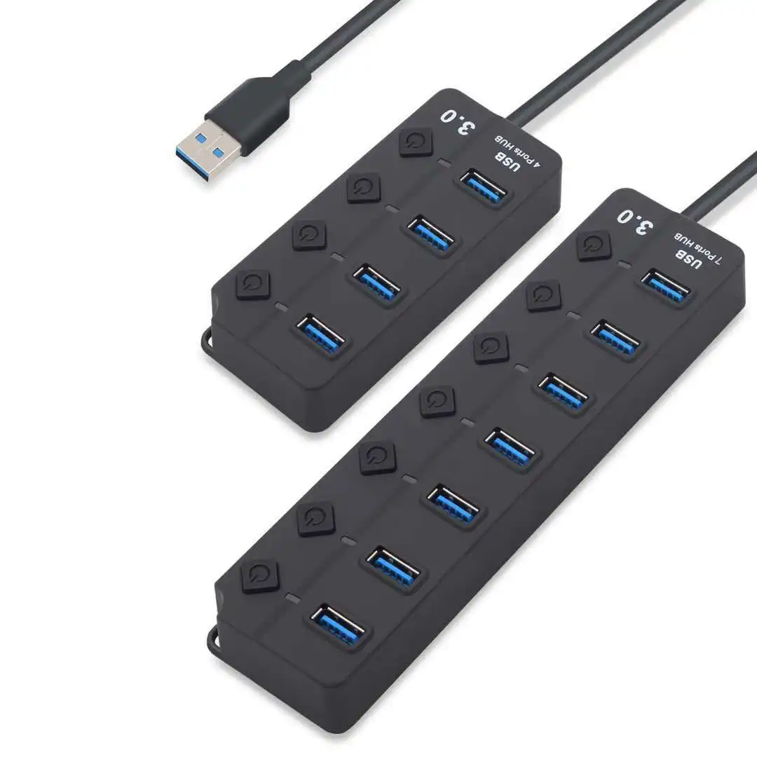 USB Hub 3.0 High Speed 4 / 7 Port USB 3.0 Hub Splitter with On/Off Switch