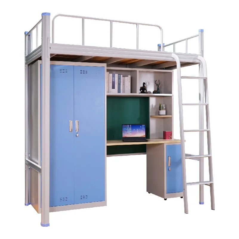 Bedroom Furniture Wholesale Double Queen Full Size Industrial Metal Frame Iron Metal Bunk Loft Beds With Single Bed Or Desk