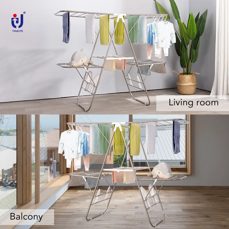 Indoor and outdoor standing type 3 Tier Airer foldable drying rack clothes