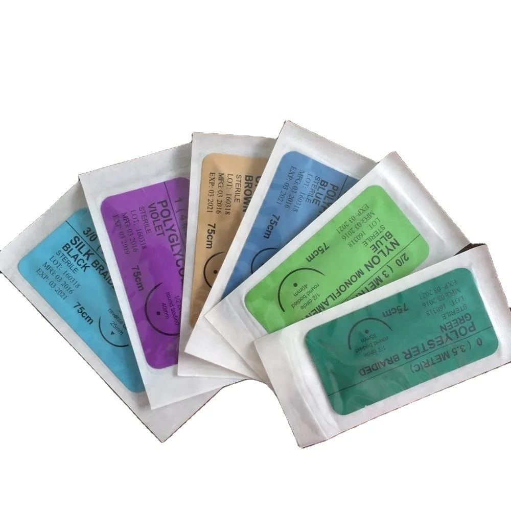 manufacture sutures polyglycolic pga catgut suture nonabsorbable elastic braided surgical suture