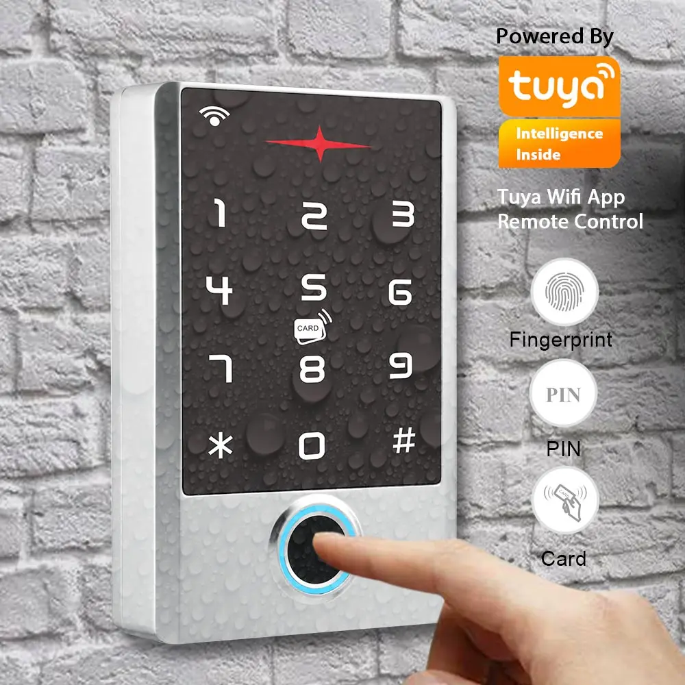 Tuya WiFi Keypad 125KHz EM Card Waterproof IP68 Fingerprint Access Control Reader