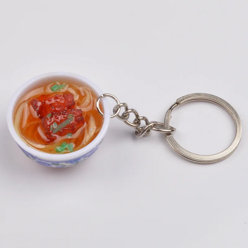 pvc Chinese style Mini miniature simulation 3cm blue and white porcelain bowl food play model Key chain