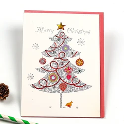 Custom merry christmas tree gift card handmade greeting cards