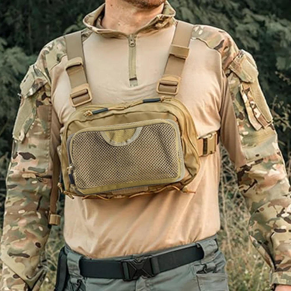 Tactical Mesh Zipper Pouch Modular Insert Panel Organizer EDC Utility Storage Pocket with Hook-N-Loop Fasteners