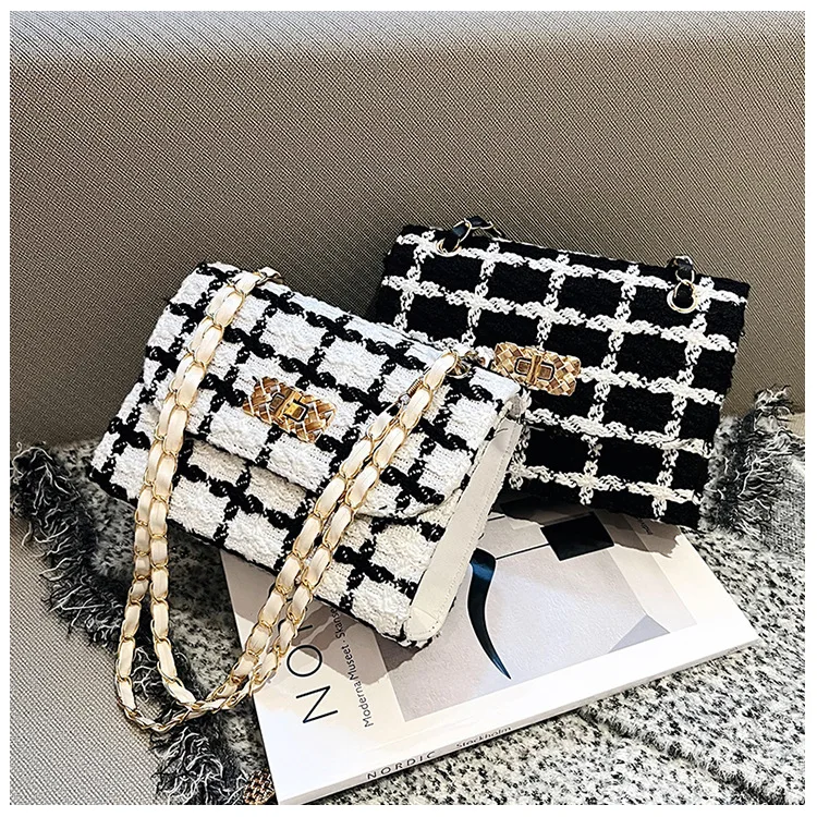 New Fashion Handbags Bolsa Para Dama Small Chain Shoulder Tweed Bags Luxury Brand Designer Women Cross body Bag
