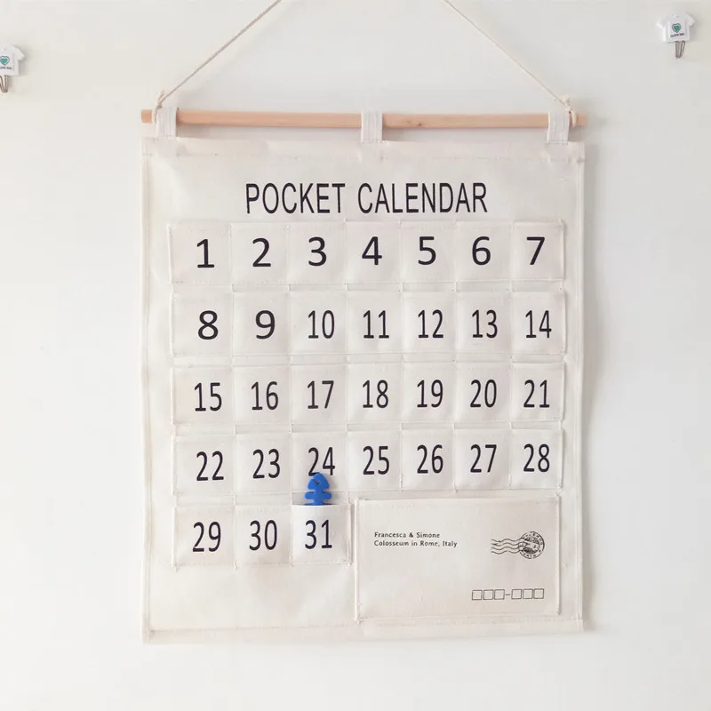 Wholesale Nordic Mini Pocket Card Hanging Bag Small Storage 31 Bags Check in Registration Date Small Organizer