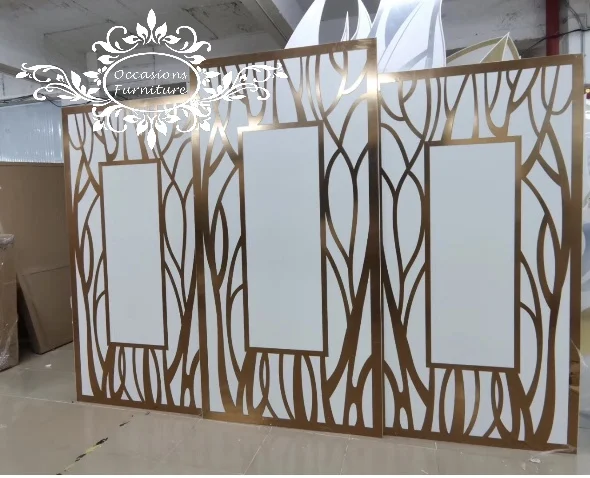 Rose Golden Panel Photo Frame Backdrops PVC Wedding Decorations Backdrops