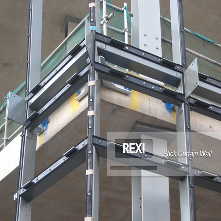 Shopping Mall Exterior Curtain Window Wall Glass Building Aluminium Facade Industrial Stick Curtain Wall