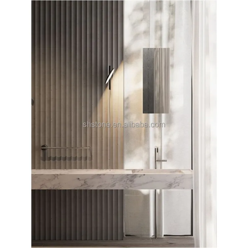 SHIHUI Natural Stone New Design Honed White Beige Travertine Concave Fluted Marble Tiles Wall Panel For Interior Decoration