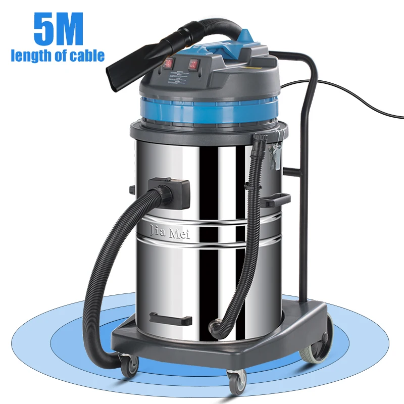 Blue 70L Large Capacity Car Beauty Vacuum Cleaner Wet and Dry Stainless Steel Bucket Silent auto vacuum cleaner