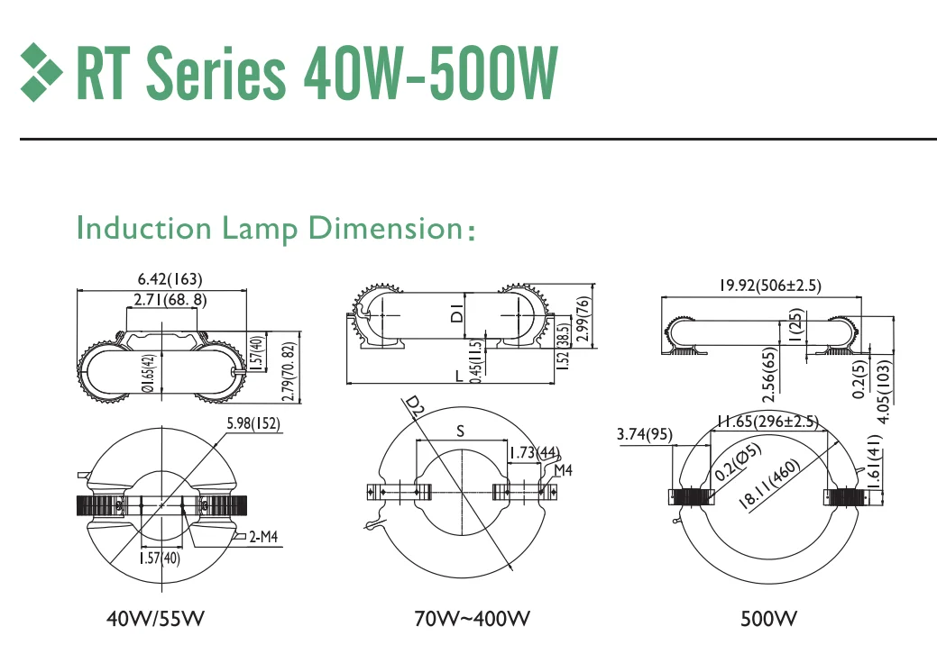 JK RT Series Circular Type 40W-500w Induction Lamp and  Electronic Ballast