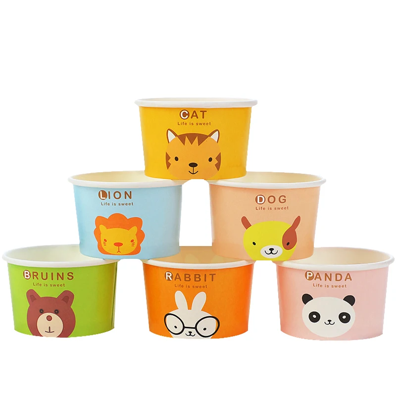 Disposable Ice Cream Cup with Spoon Can Be Customized Patterns Dinner Spoon Spoons Plastic 1000 Pcs with CE / EU Certification