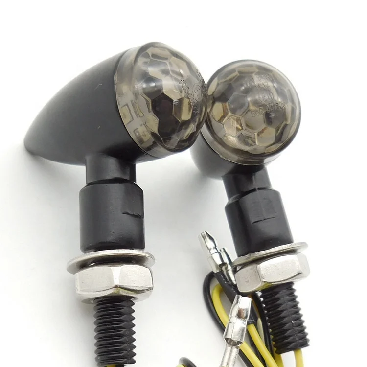 Black Metal Spherical Lens Mini Bullet Motorcycle Turn Signal Indicator Light For Harley Chopper Bobber Street Bike