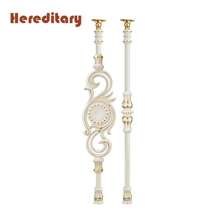 K gold indoor luxury stair railing and cast aluminum staircase railings with red wood handrails