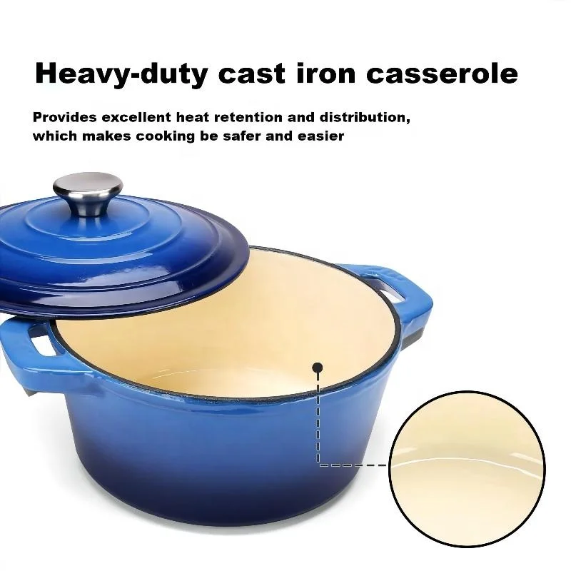 Manufactures Direct Sales Round Customized Cooking Pots Cast Iron Sets Cookware Casserole Dutch Oven Hot Pot